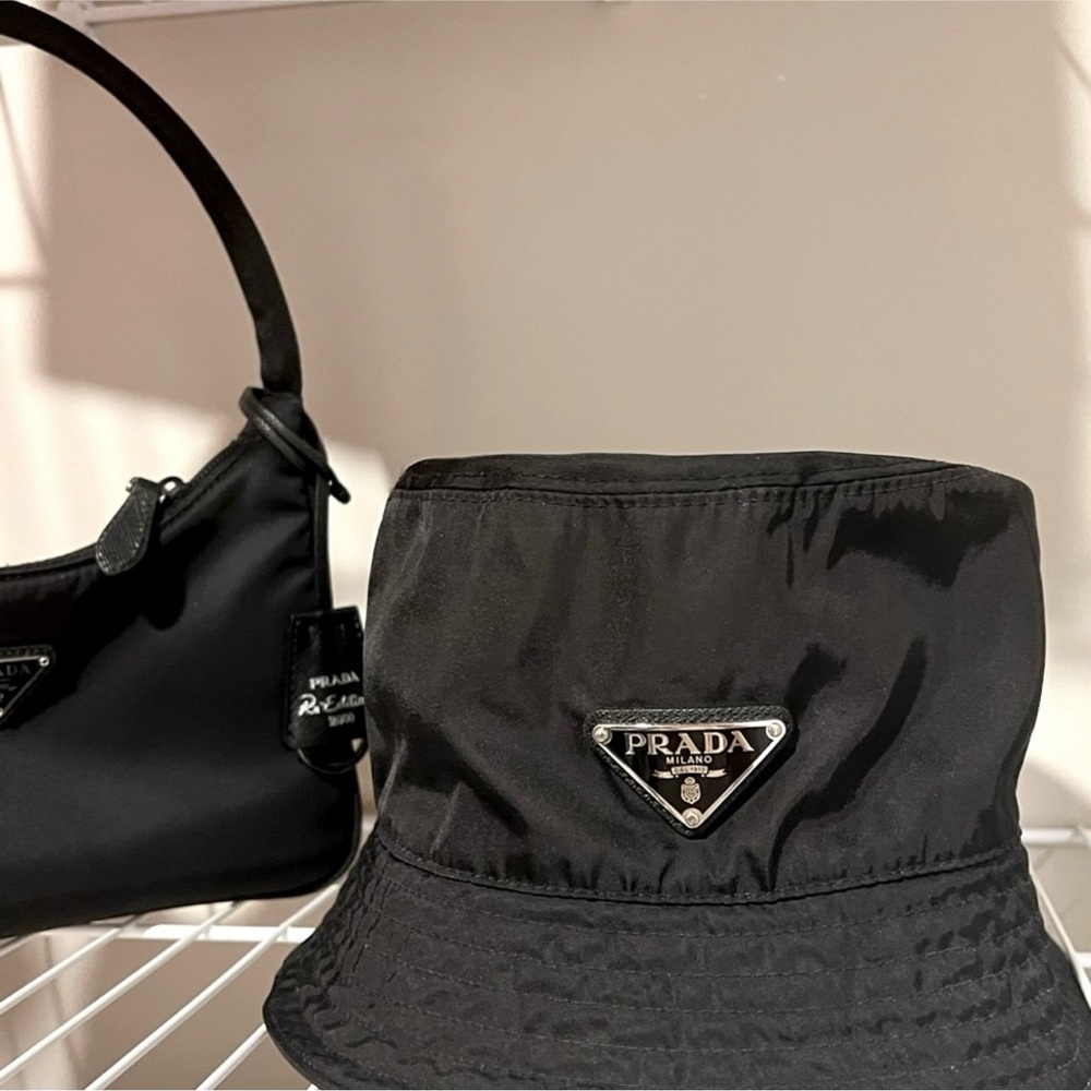 Prada Black Nylon Hat and Bag Duo